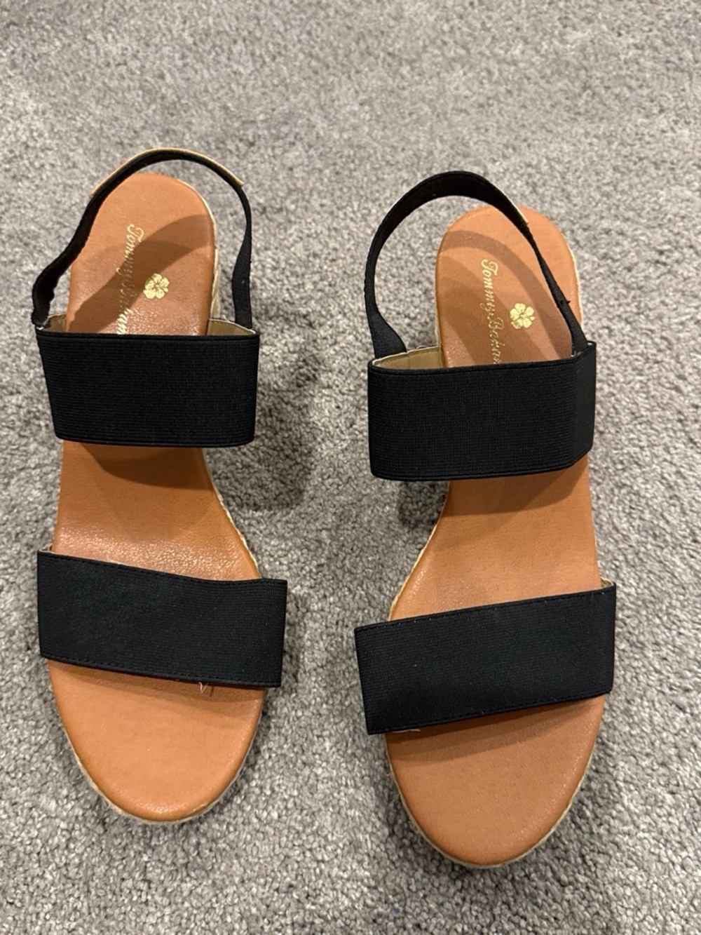 Tommy Bahama Black Espadrille Wedge Sandals